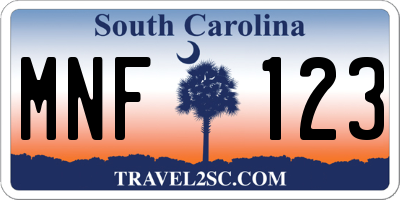 SC license plate MNF123