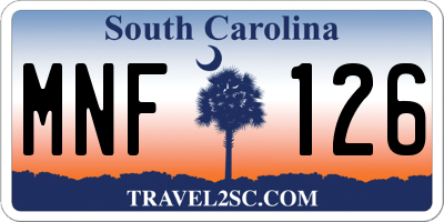 SC license plate MNF126