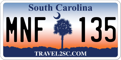 SC license plate MNF135