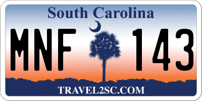 SC license plate MNF143