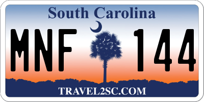 SC license plate MNF144
