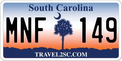 SC license plate MNF149