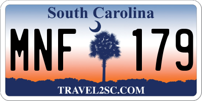 SC license plate MNF179