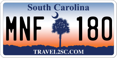 SC license plate MNF180