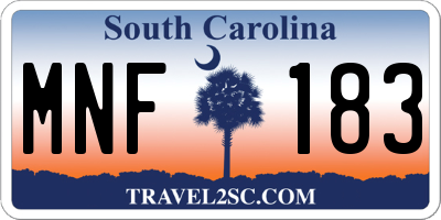 SC license plate MNF183