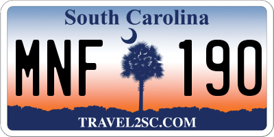 SC license plate MNF190