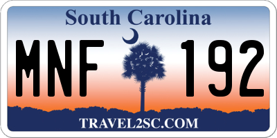 SC license plate MNF192