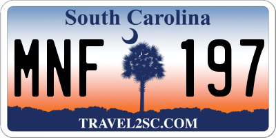 SC license plate MNF197