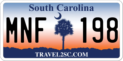 SC license plate MNF198