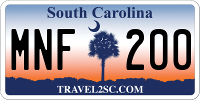 SC license plate MNF200