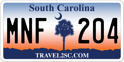 SC license plate MNF204