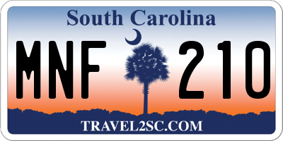 SC license plate MNF210