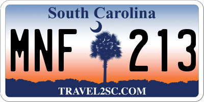 SC license plate MNF213