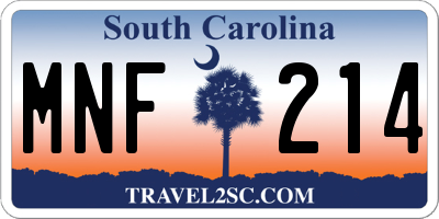 SC license plate MNF214
