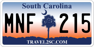 SC license plate MNF215