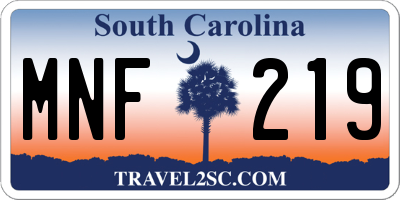 SC license plate MNF219