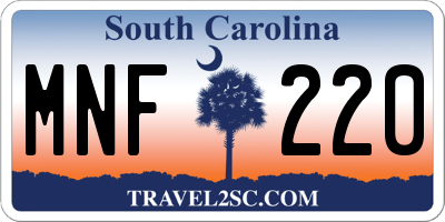SC license plate MNF220