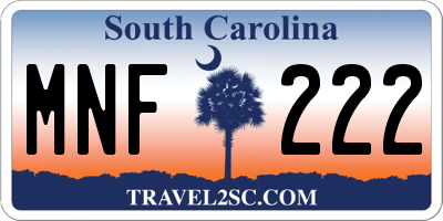 SC license plate MNF222