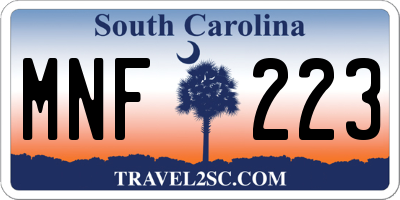 SC license plate MNF223