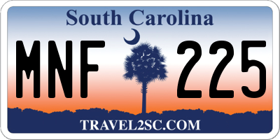 SC license plate MNF225