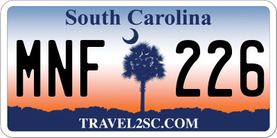 SC license plate MNF226