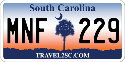 SC license plate MNF229