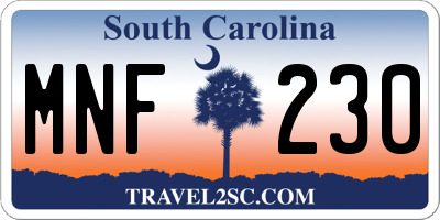 SC license plate MNF230