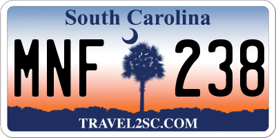 SC license plate MNF238