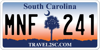 SC license plate MNF241