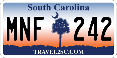 SC license plate MNF242
