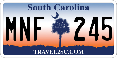SC license plate MNF245