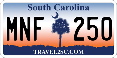 SC license plate MNF250