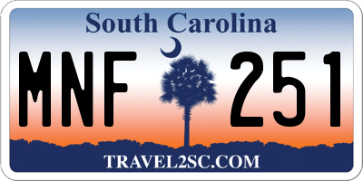 SC license plate MNF251