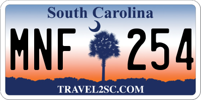 SC license plate MNF254