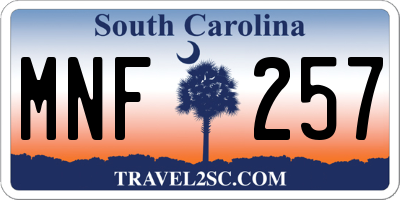 SC license plate MNF257