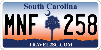 SC license plate MNF258