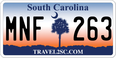 SC license plate MNF263