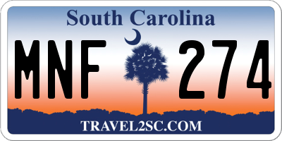 SC license plate MNF274