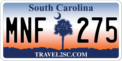 SC license plate MNF275