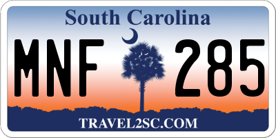 SC license plate MNF285