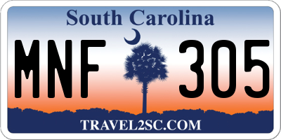 SC license plate MNF305