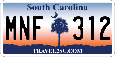 SC license plate MNF312