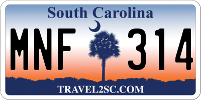 SC license plate MNF314