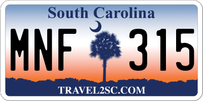 SC license plate MNF315