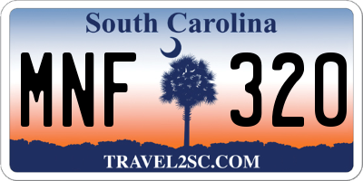 SC license plate MNF320