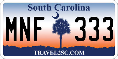 SC license plate MNF333