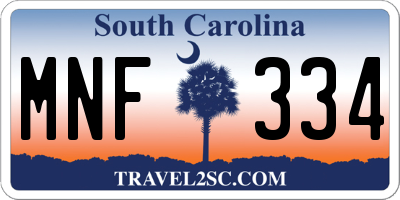 SC license plate MNF334