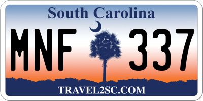 SC license plate MNF337