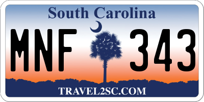 SC license plate MNF343