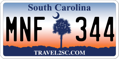 SC license plate MNF344